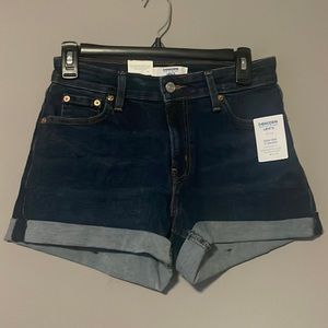 High Rise Rolled Cuffs Denim Shorts
